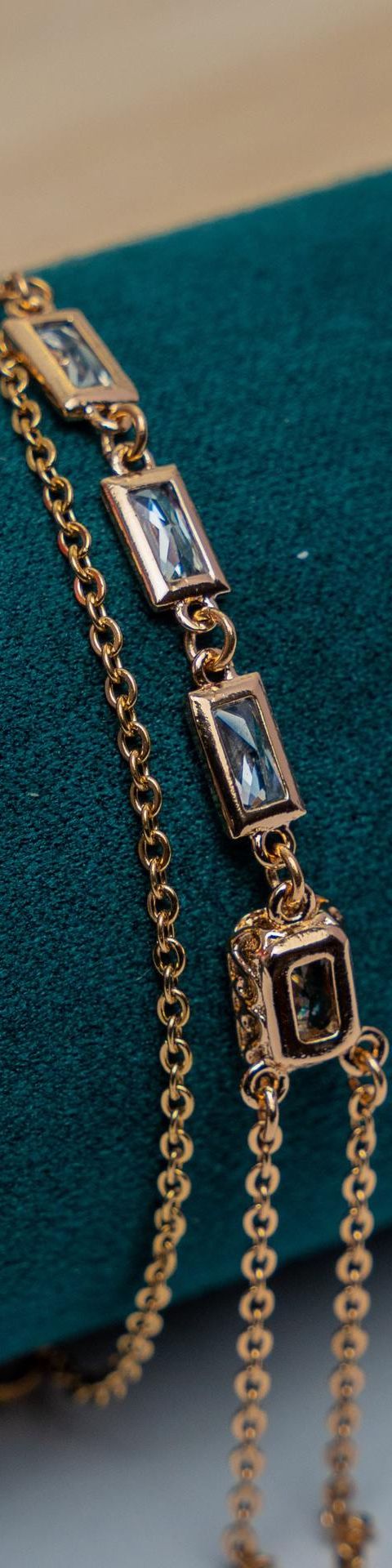 Gold-Tone Baguette Crystal Chain Bracelet