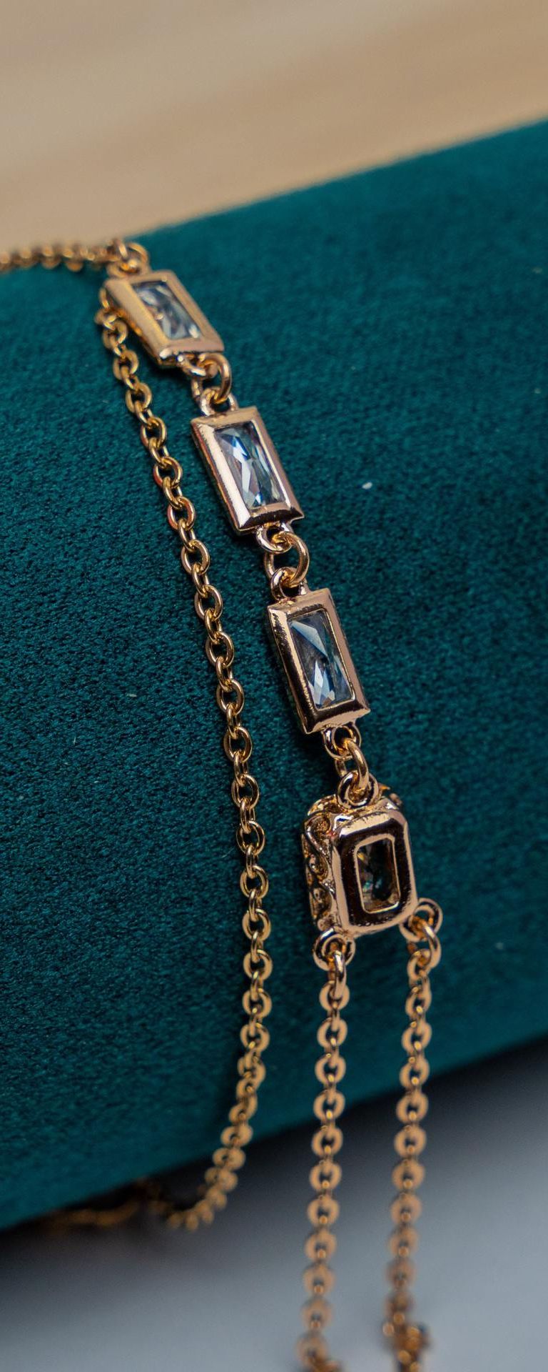 Gold-Tone Baguette Crystal Chain Bracelet