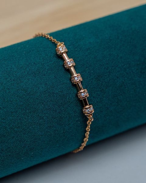 Gold-Tone Crystal Bar Link Bracelet