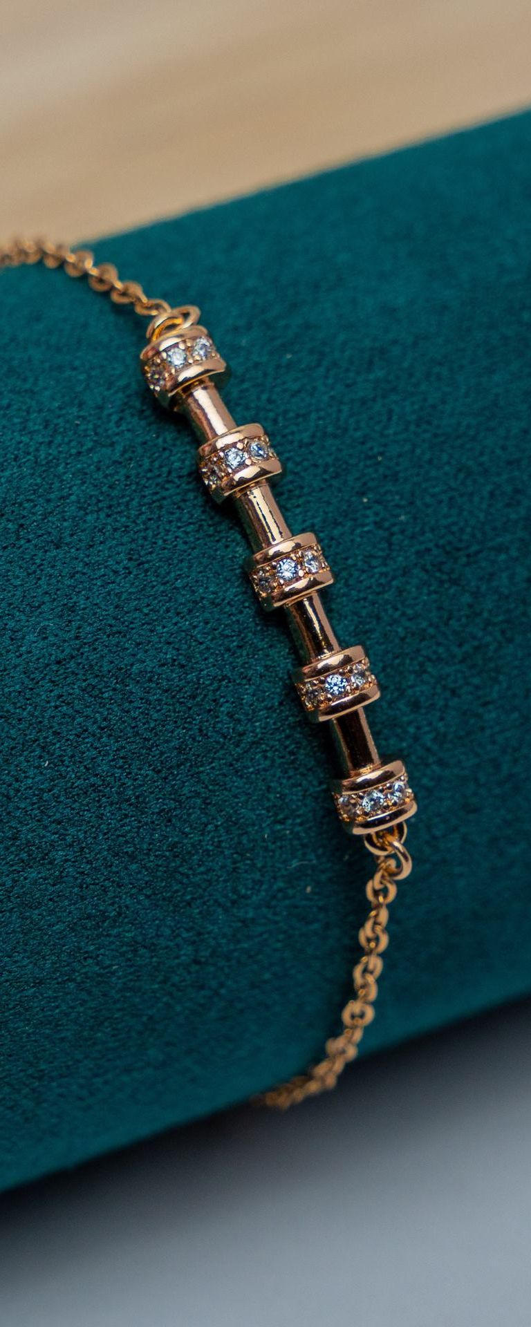 Gold-Tone Crystal Bar Link Bracelet