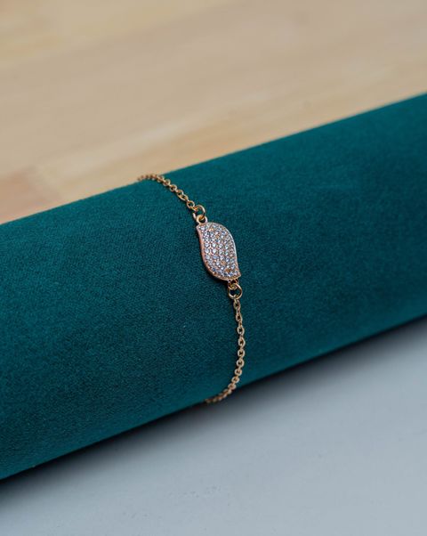 Gold-Tone Crystal Leaf Chain Bracelet