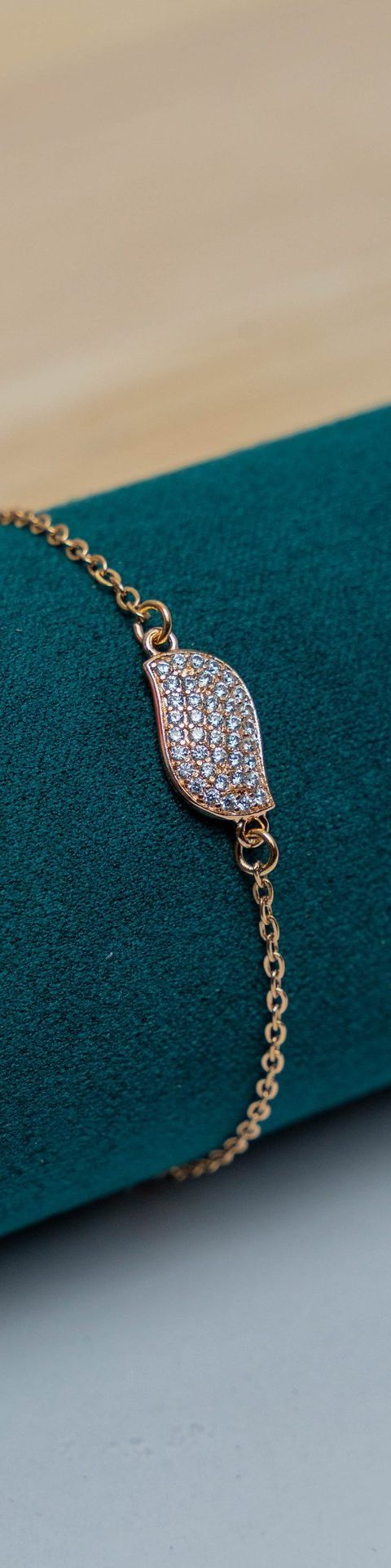 Gold-Tone Crystal Leaf Chain Bracelet