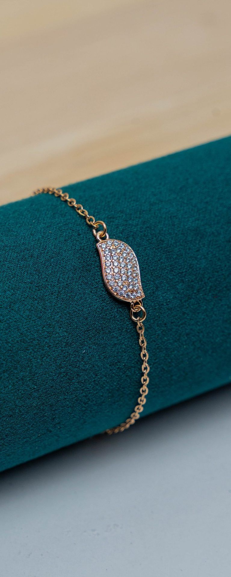 Gold-Tone Crystal Leaf Chain Bracelet