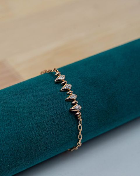 Gold-Tone Spike and Crystal Chain Bracelet