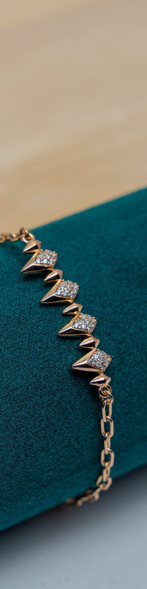 Gold-Tone Spike and Crystal Chain Bracelet