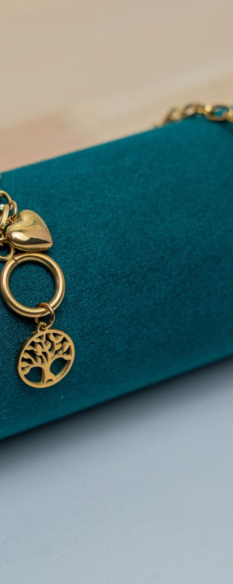 Gold Tree of Life Heart Charm Bracelet