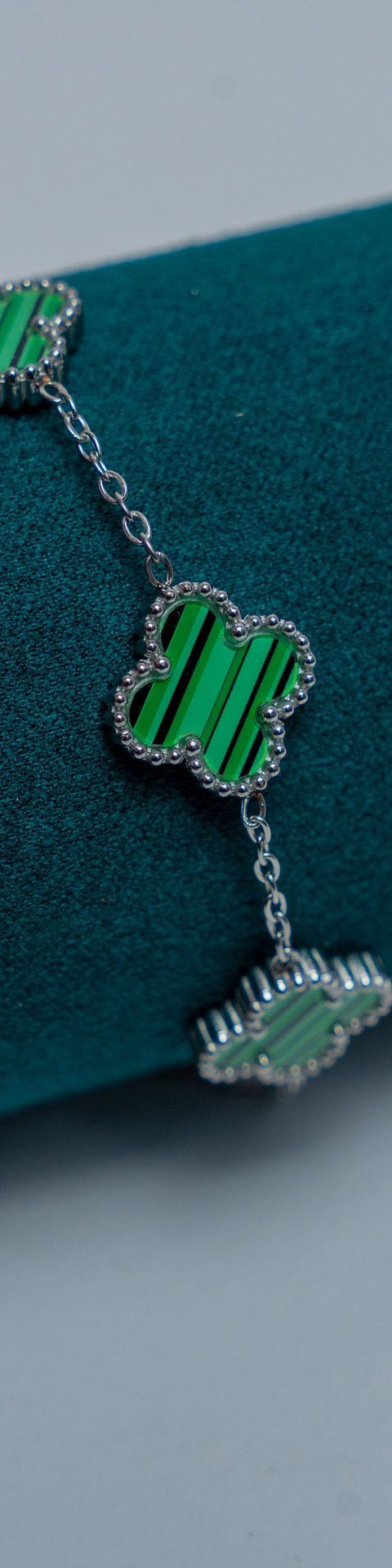 Green Enamel Van Cleef Charm Bracelet