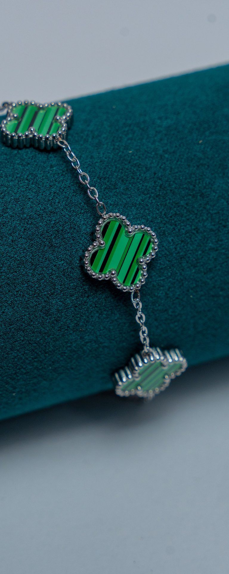 Green Enamel Van Cleef Charm Bracelet