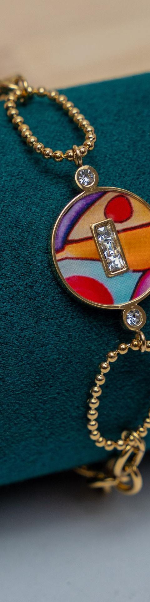 Multicolor Enamel Gold-Tone Beaded Bracelet