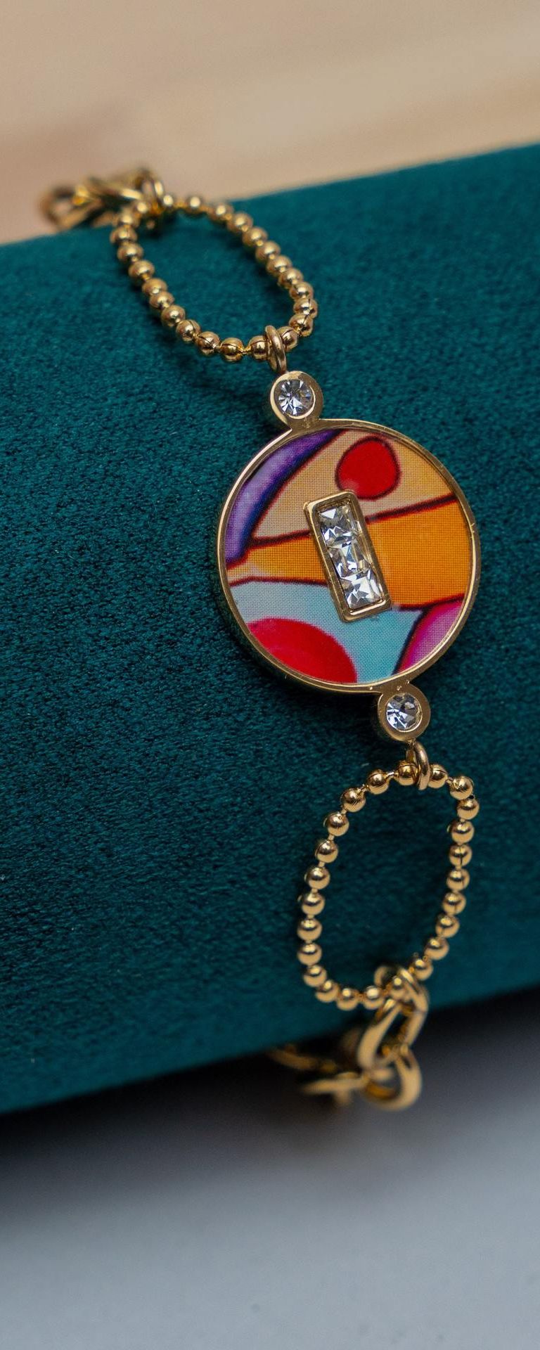 Multicolor Enamel Gold-Tone Beaded Bracelet