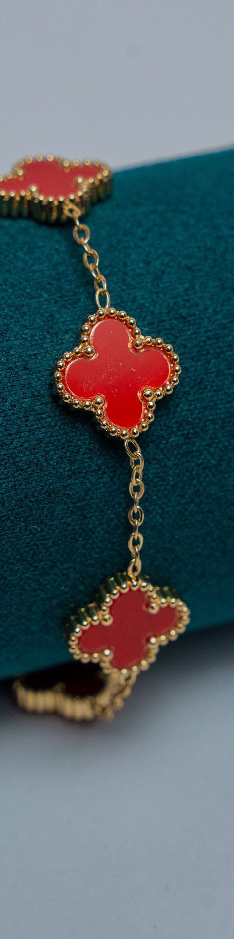 Red Van Cleef Gold-Tone Chain Bracelet