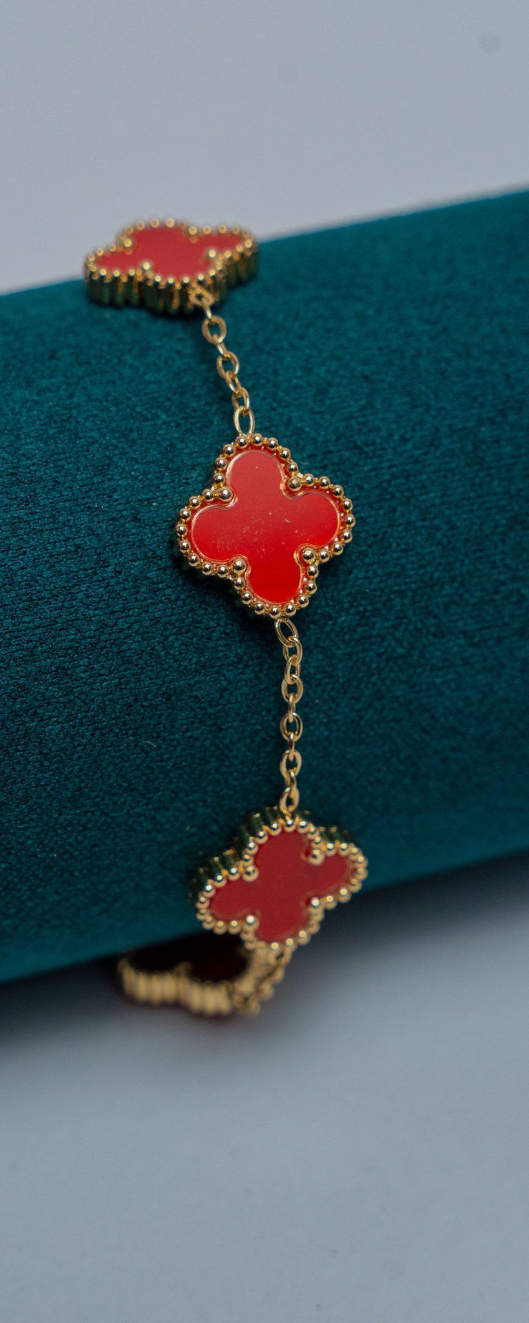 Red Van Cleef Gold-Tone Chain Bracelet
