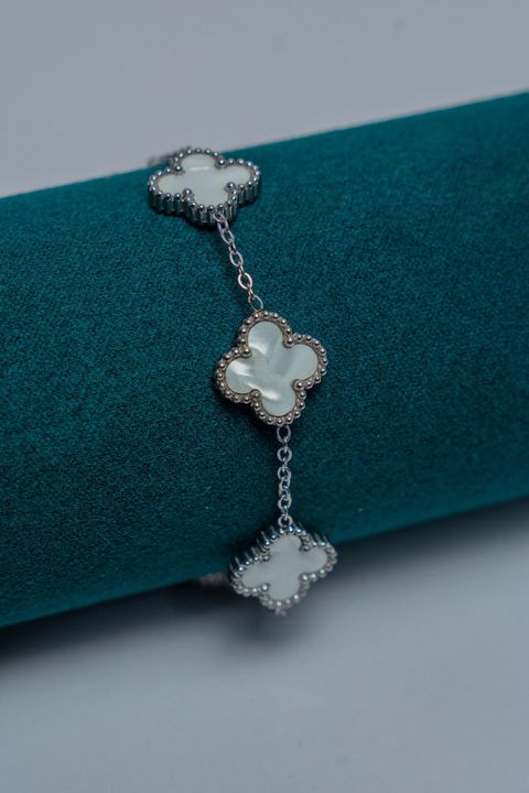 Silver Van Cleef Charm Bracelet