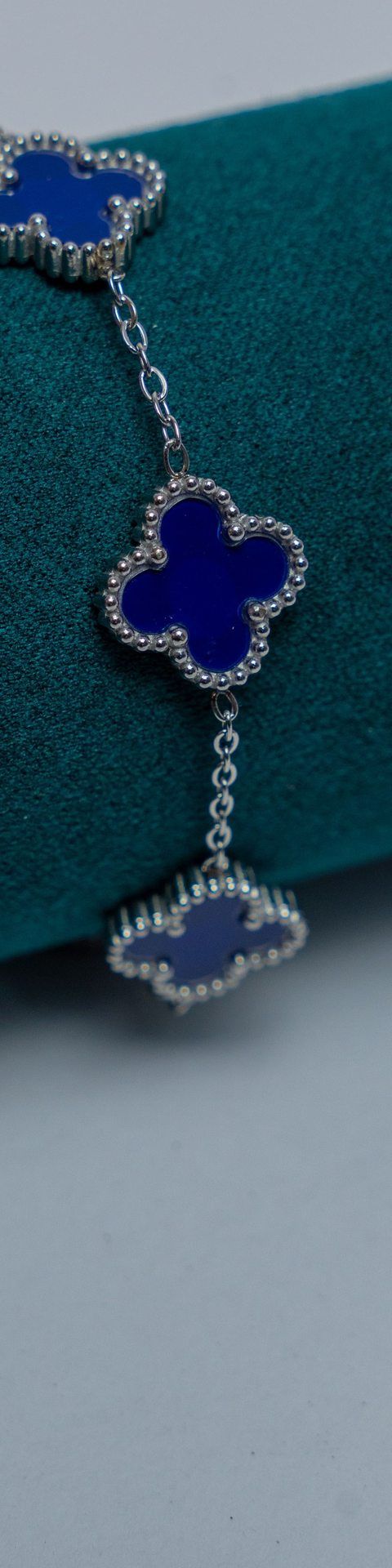 Silver Van Cleef Bracelet with Dark Blue Enamel
