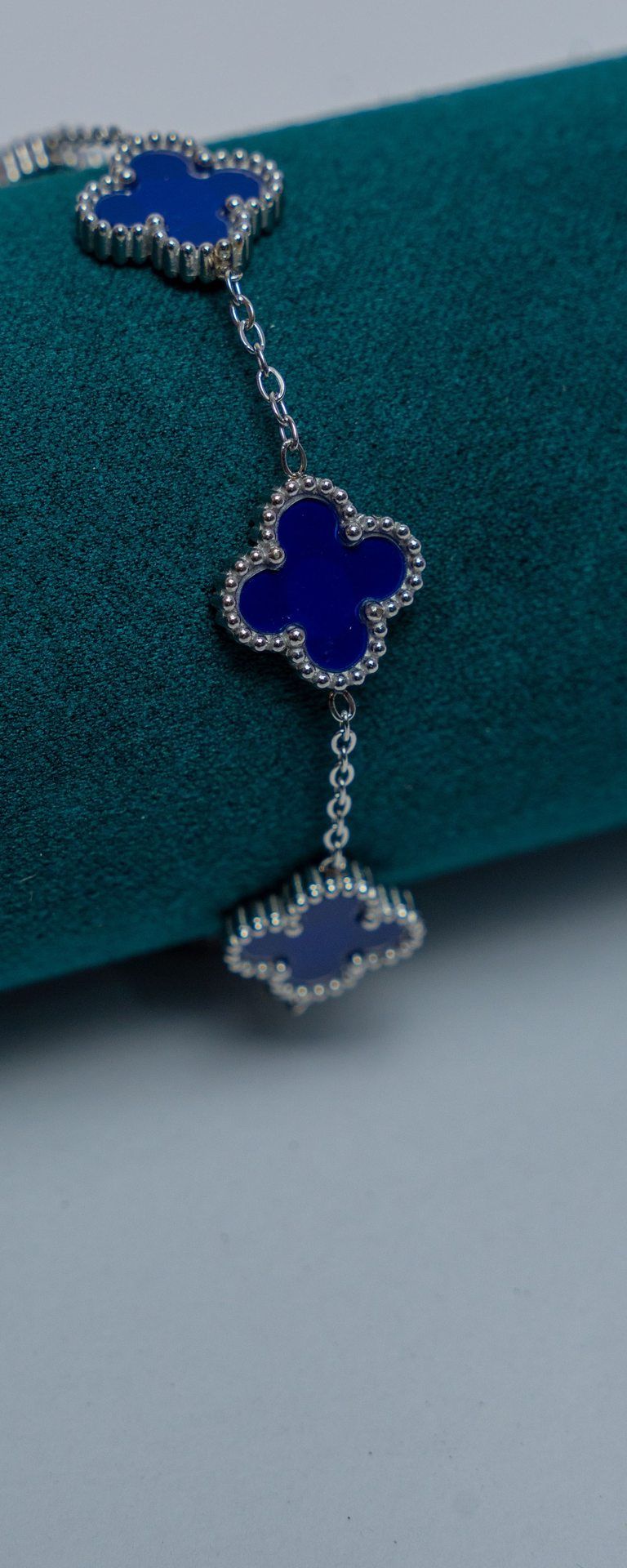 Silver Van Cleef Bracelet with Dark Blue Enamel