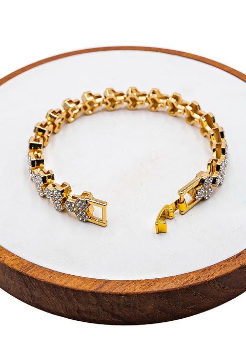 Gold Pavé Link Chain Bracelet
