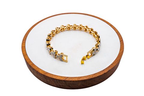 Gold Pavé Link Chain Bracelet