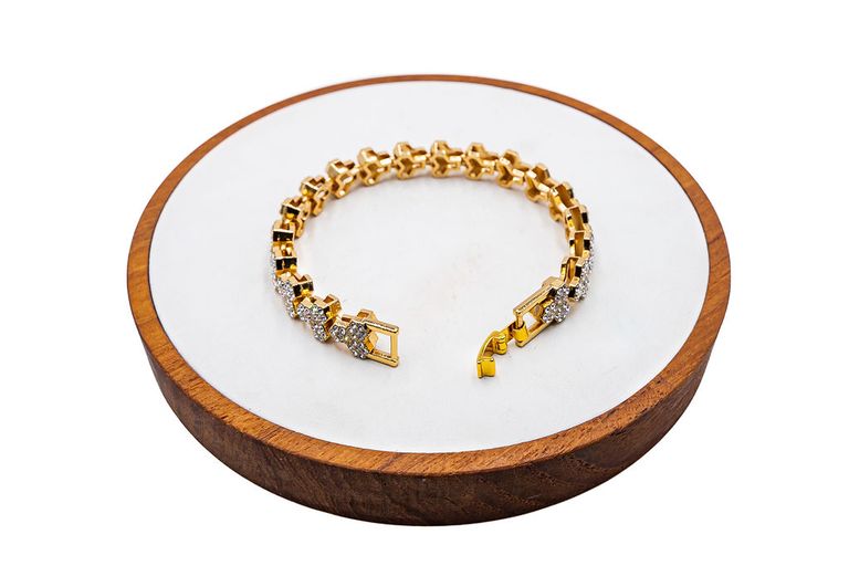 Gold Pavé Link Chain Bracelet