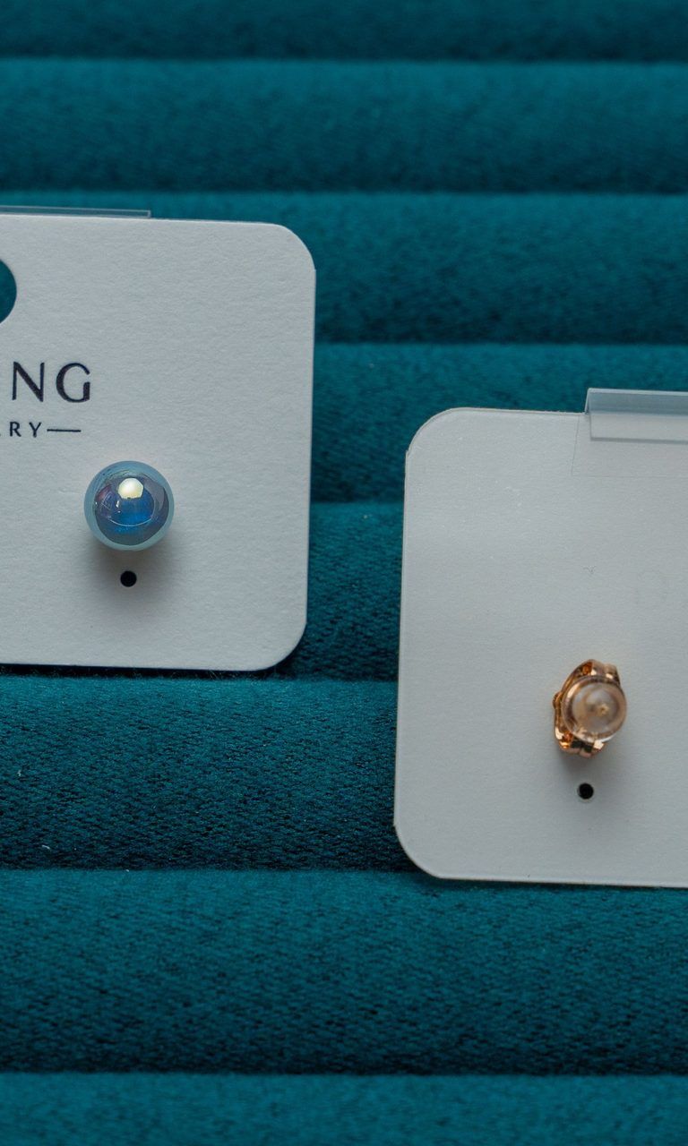 Blue Pearl Stud Earrings