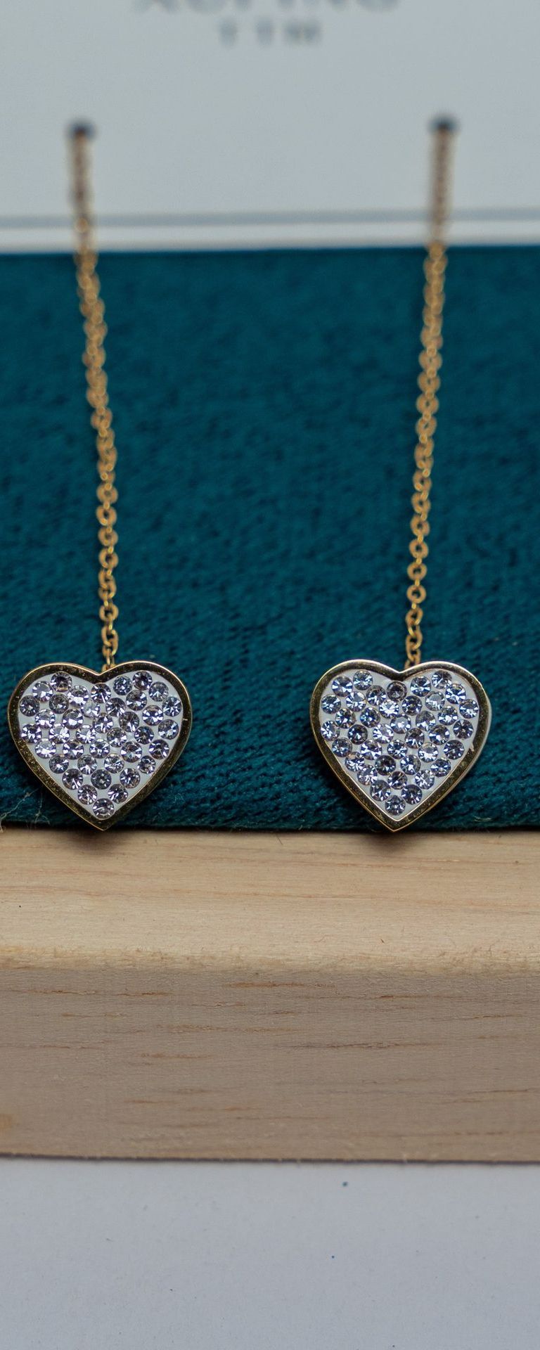Crystal Heart Chain Drop Earrings