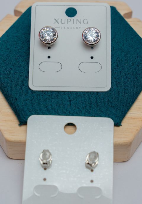 Crystal Round Stud Earrings with Pearl Accents