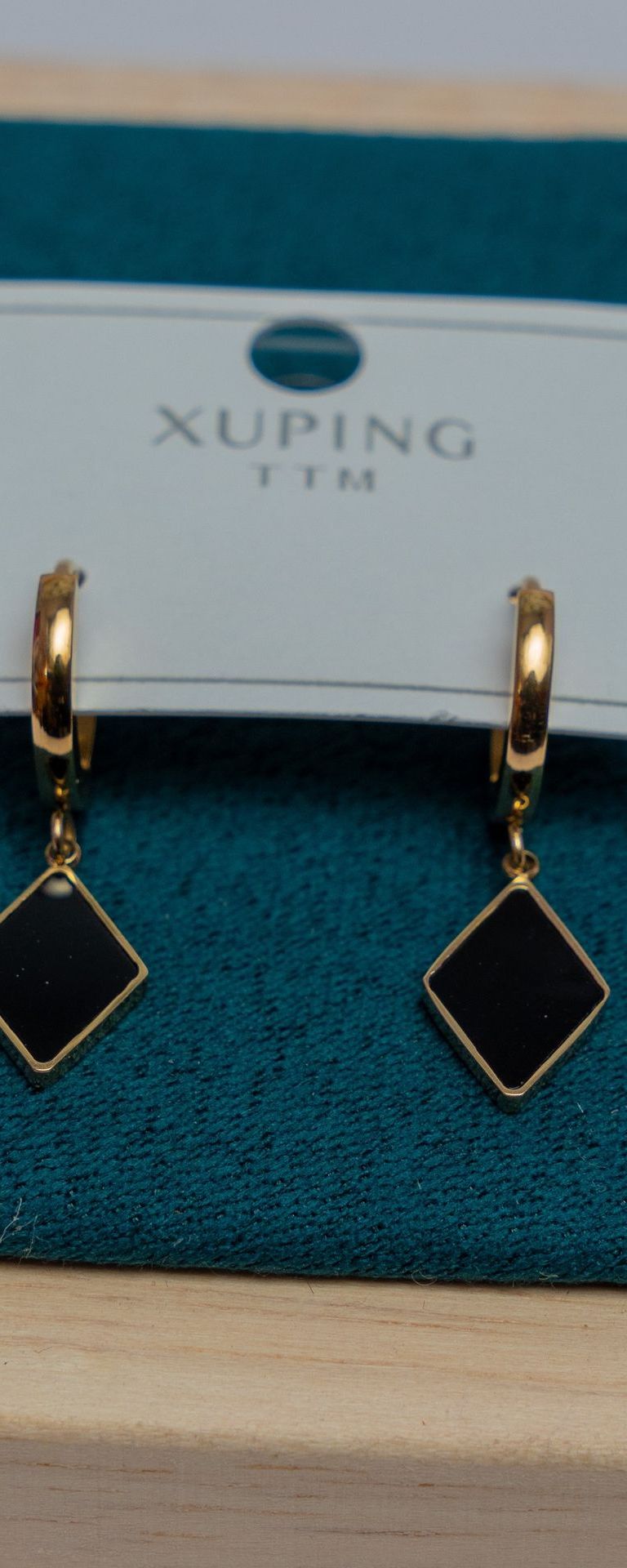 Gold-Tone Black Diamond Drop Earrings