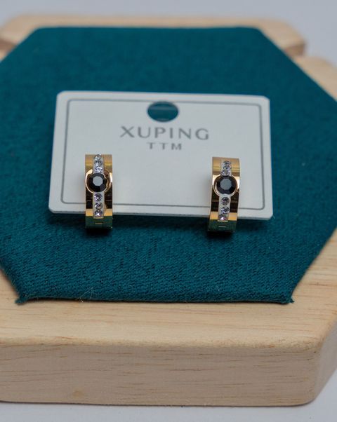 Gold-Tone Black Onyx Stud Earrings