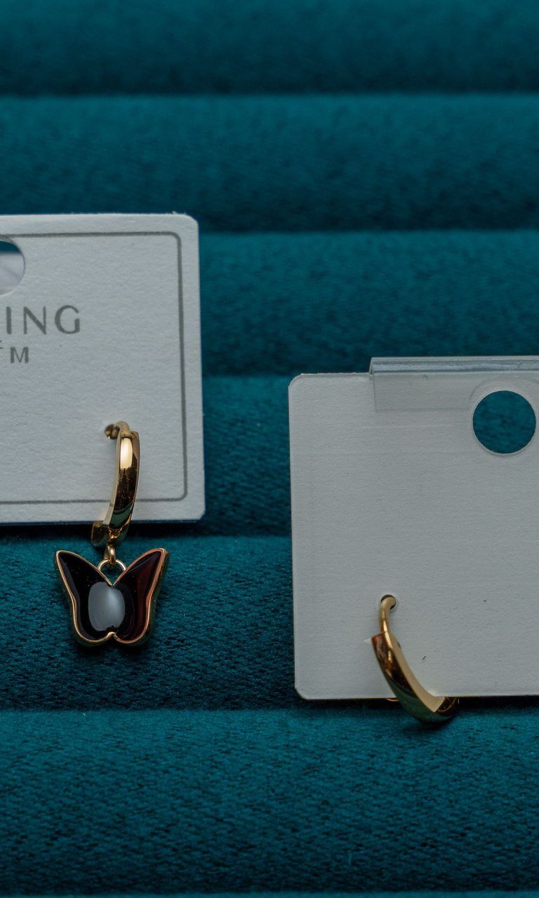 Gold-Tone Butterfly Drop Earrings
