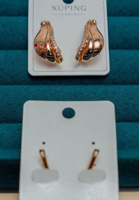 Gold-Tone Chunky Hoop Earrings with Crystal Accents