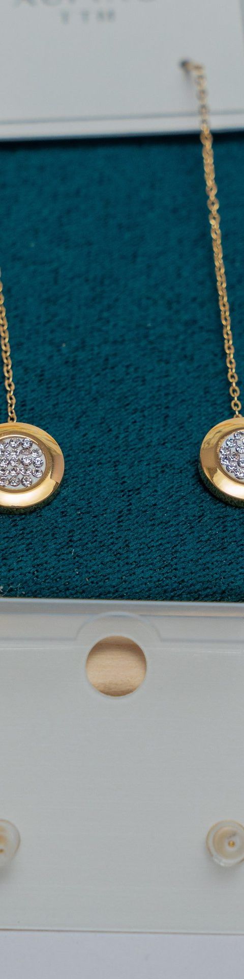 Gold Circle CZ Drop Earrings