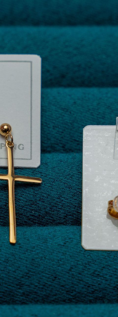 Gold Cross Drop Earrings