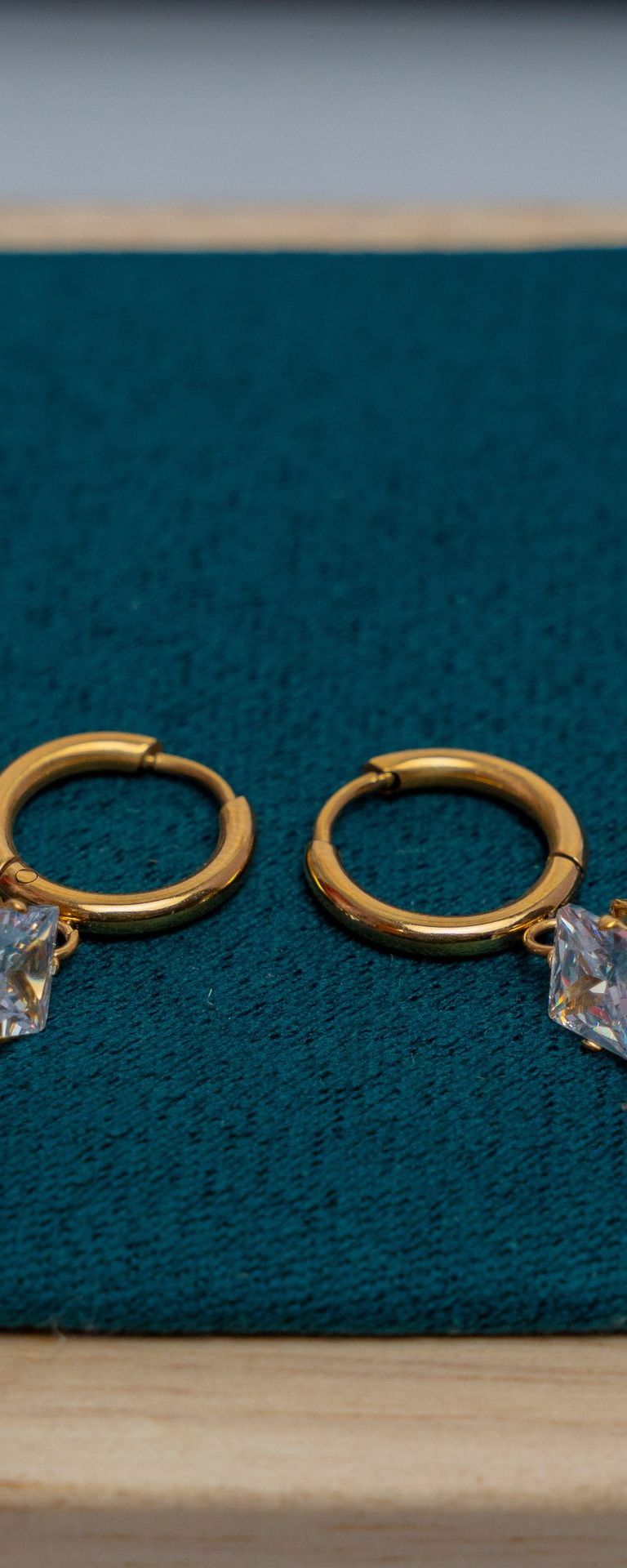 Gold-Tone Hoop Earrings with Crystal Stones