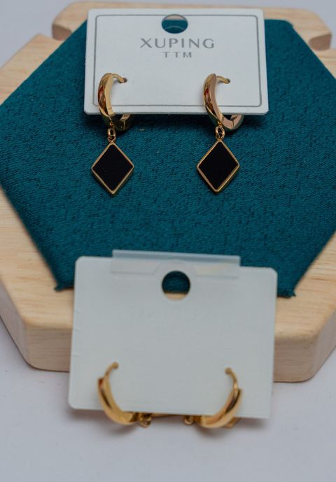 Gold-Tone Diamond Drop Hoop Earrings