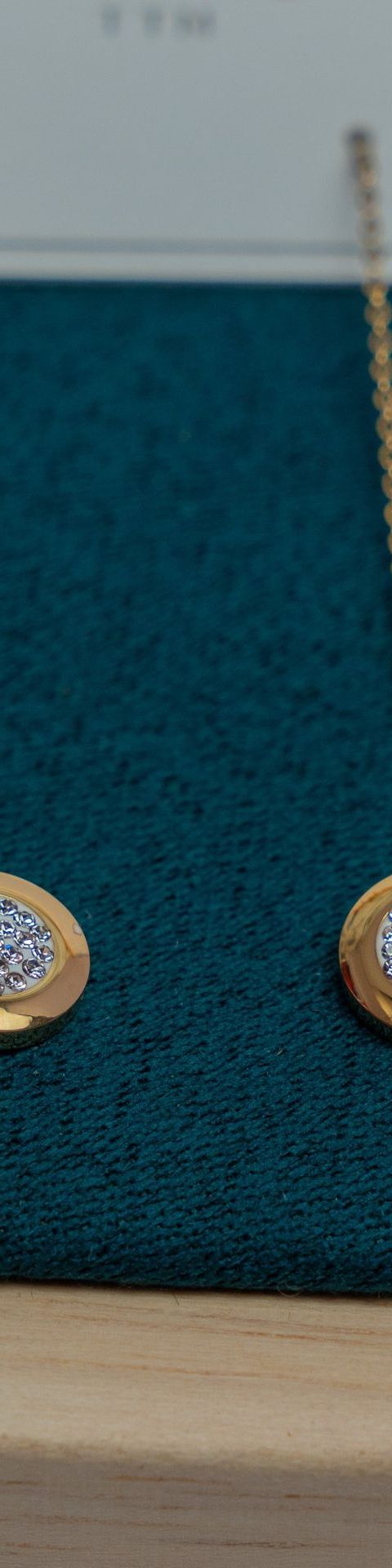 Gold Disc Drop Earrings with Crystal Pave