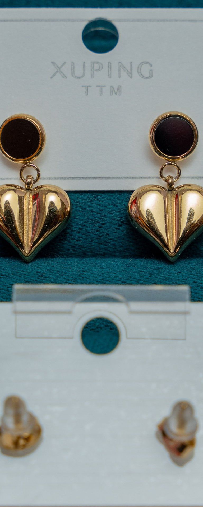 Gold Heart Drop Earrings