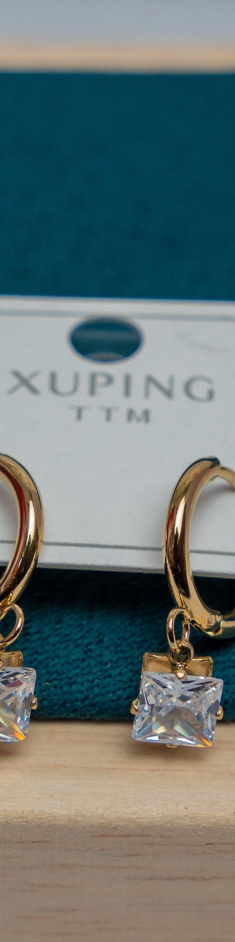 Gold-Tone Hoop Earrings with Crystal Cubic Zirconia Drops