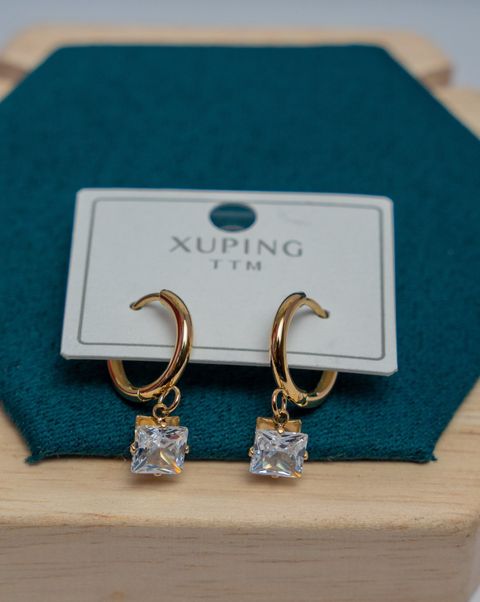 Gold-Tone Hoop Earrings with Crystal Cubic Zirconia Drops