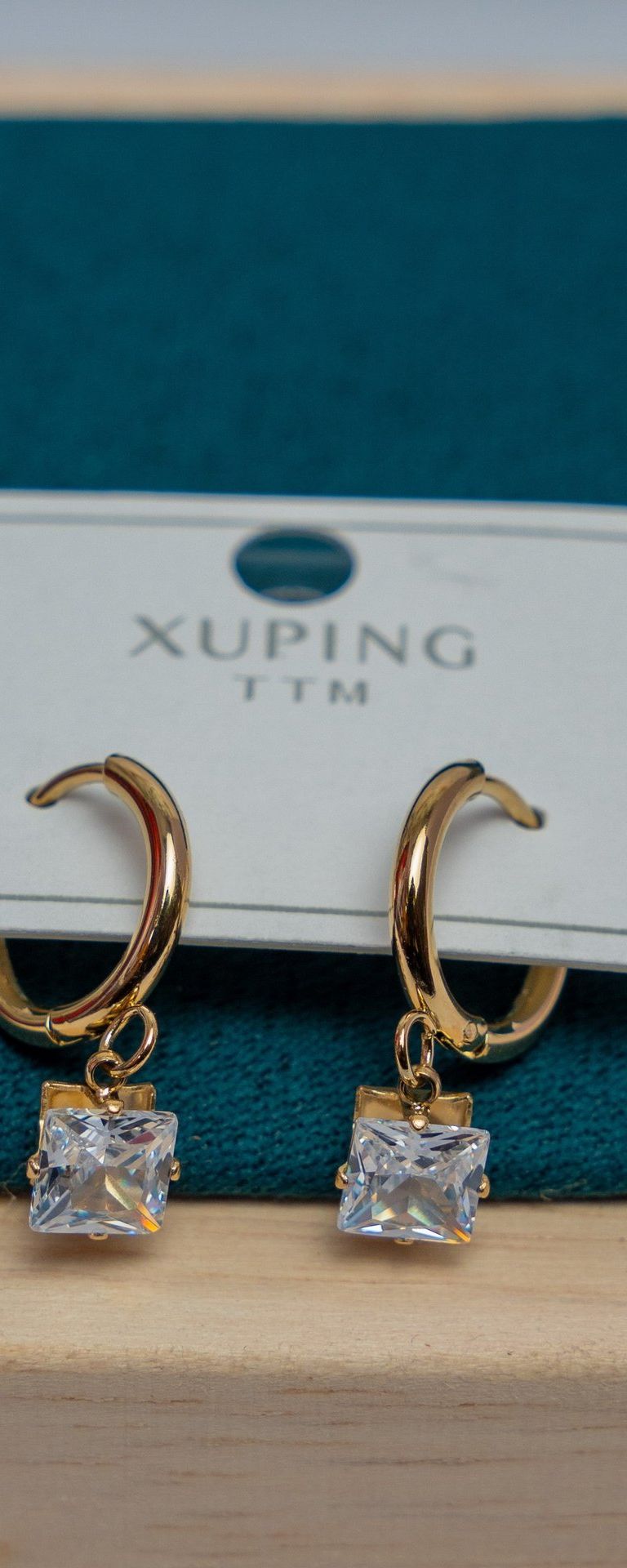 Gold-Tone Hoop Earrings with Crystal Cubic Zirconia Drops