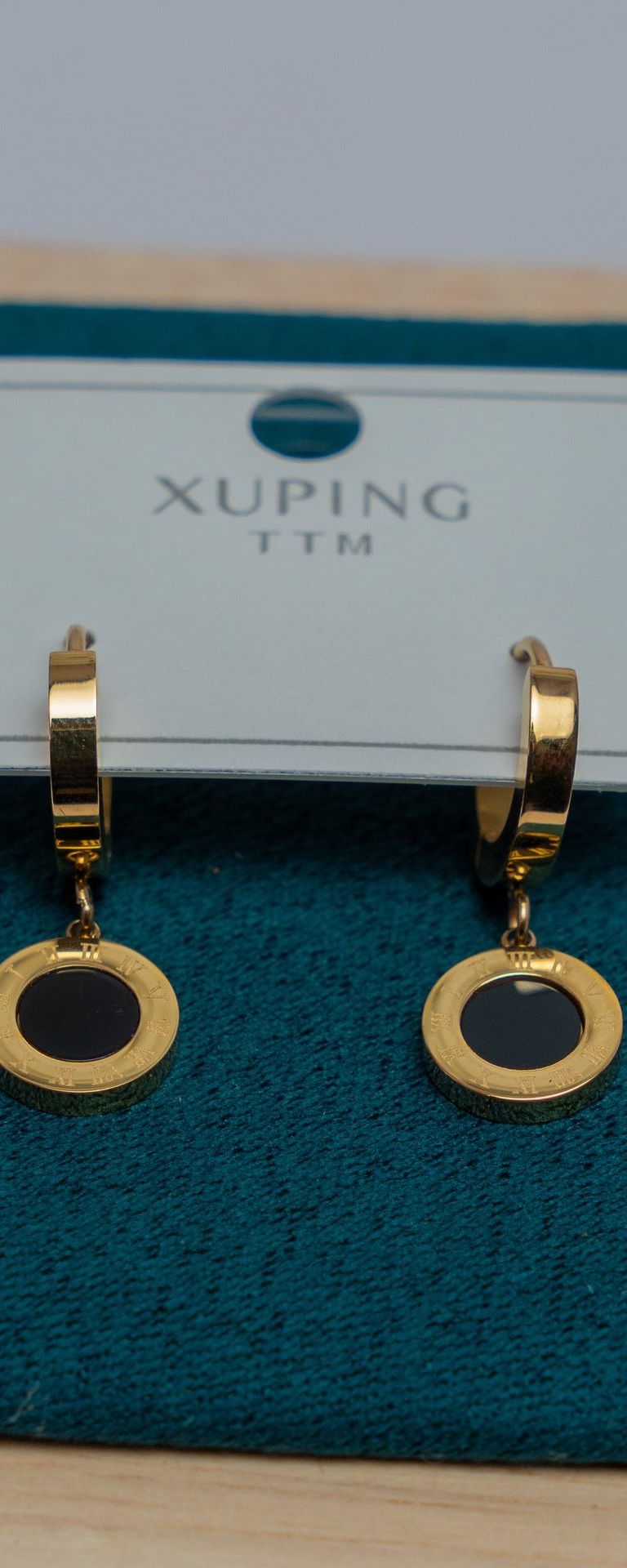 Gold Hoop Earrings with Black Onyx Drop
