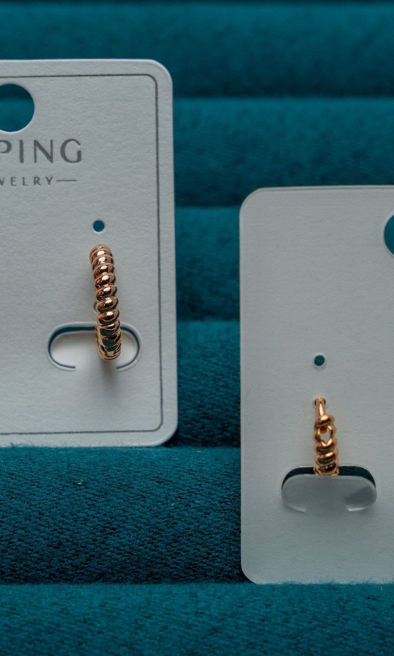 Gold-Tone Ribbed Hoop Earrings