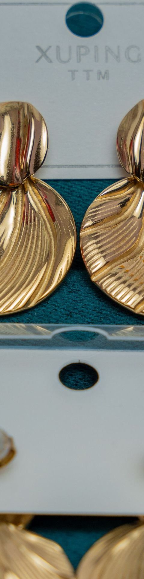 Gold-Tone Ribbed Shell Drop Earrings