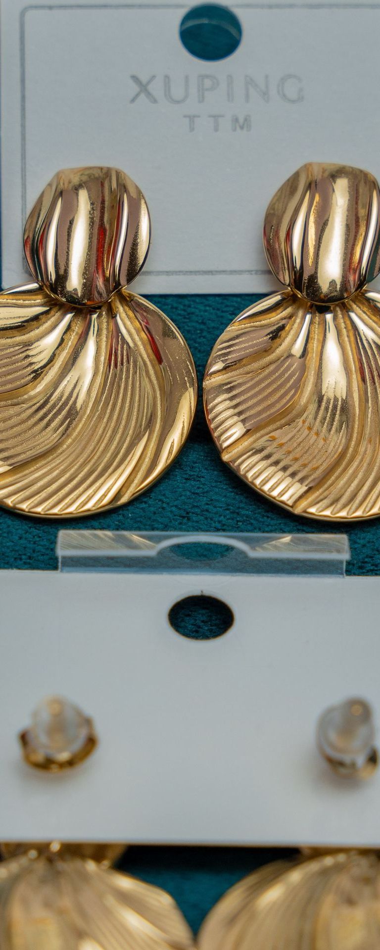 Gold-Tone Ribbed Shell Drop Earrings