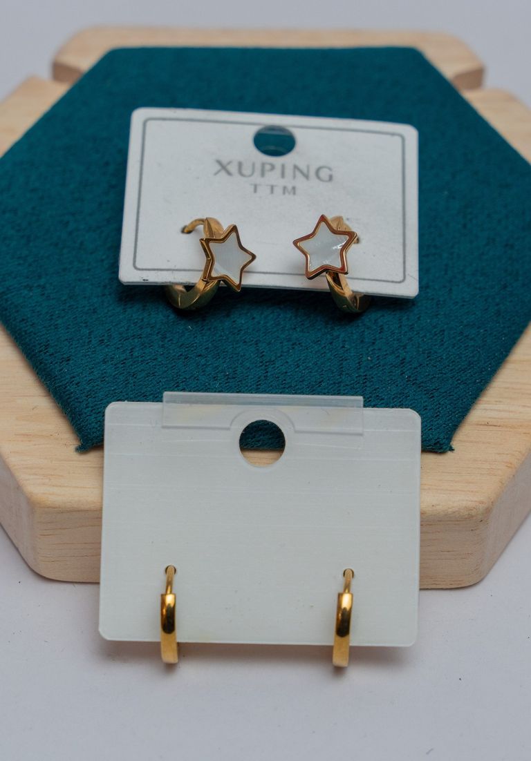 Gold-Tone Star Hoop Earrings