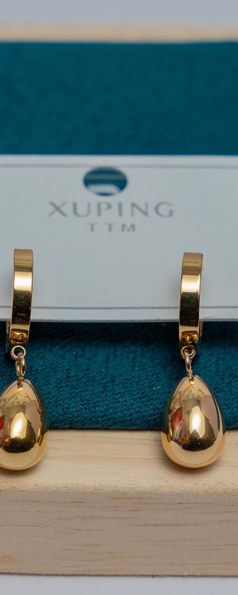 Gold Teardrop Drop Earrings