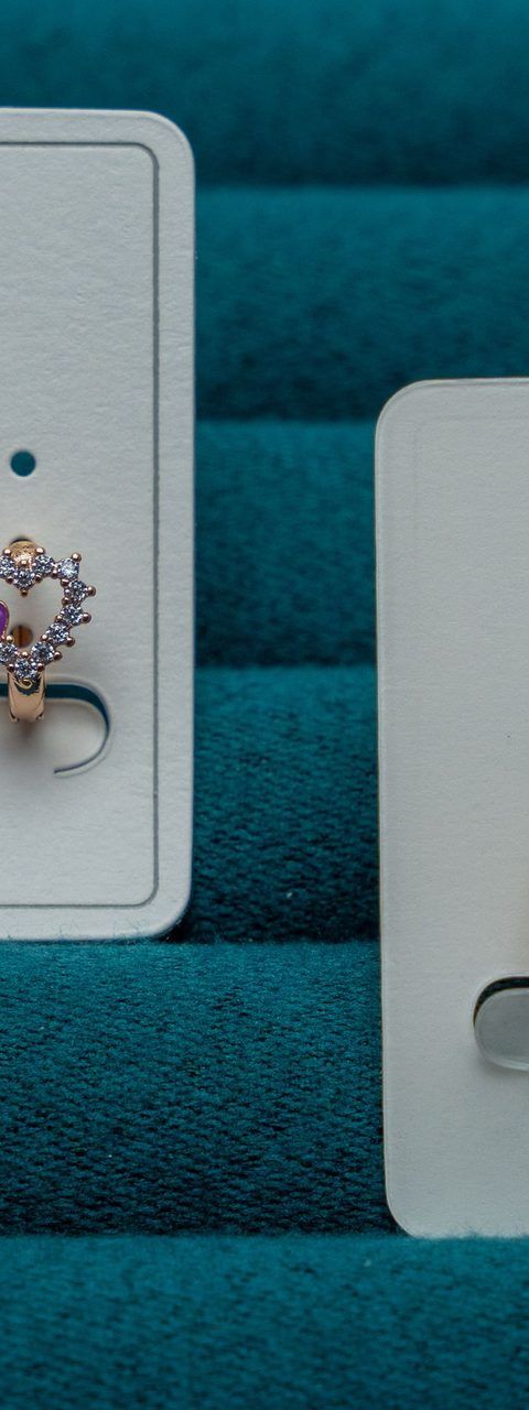 Purple Crystal Heart Stud Earrings