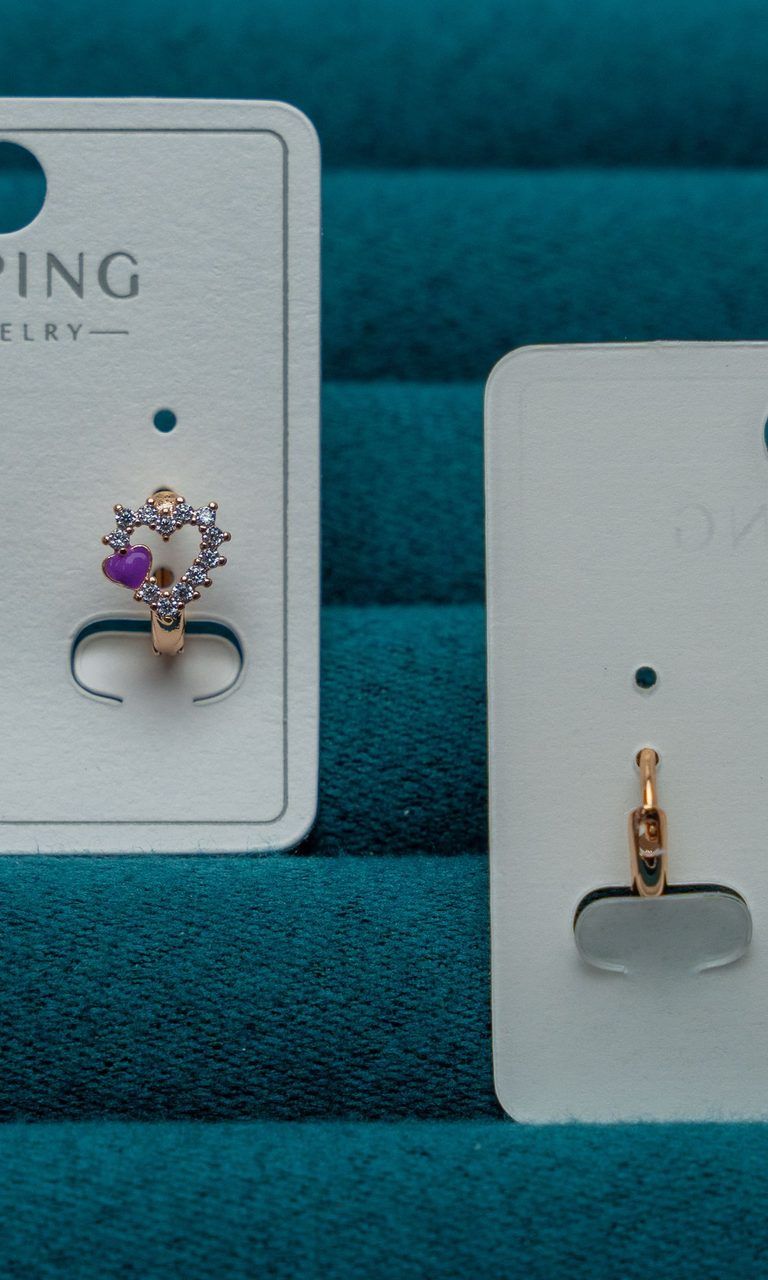 Purple Crystal Heart Stud Earrings