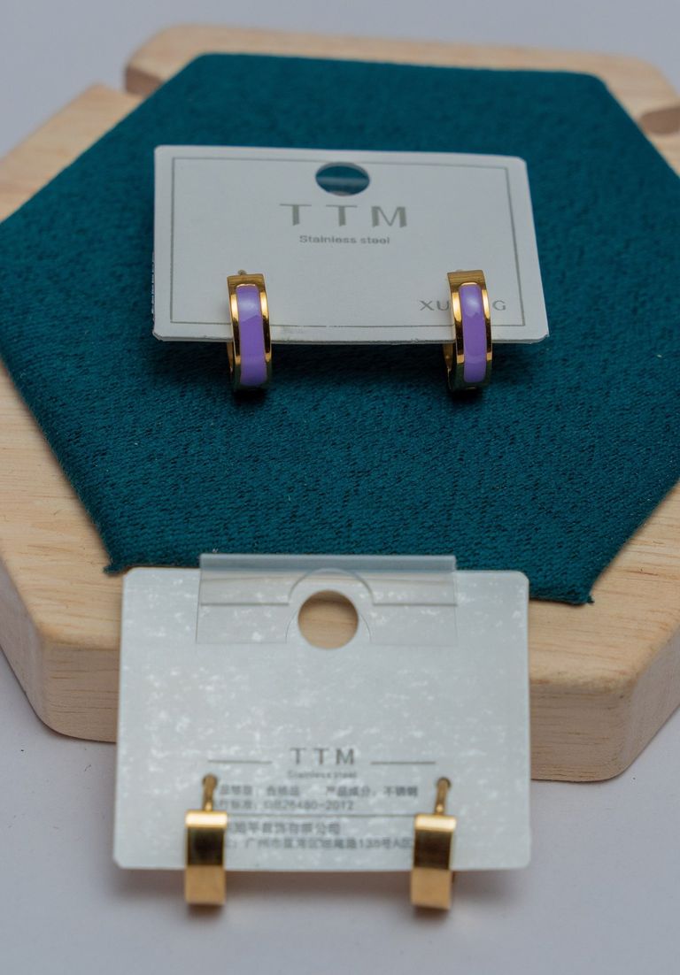 Purple and Gold Hoop Earrings