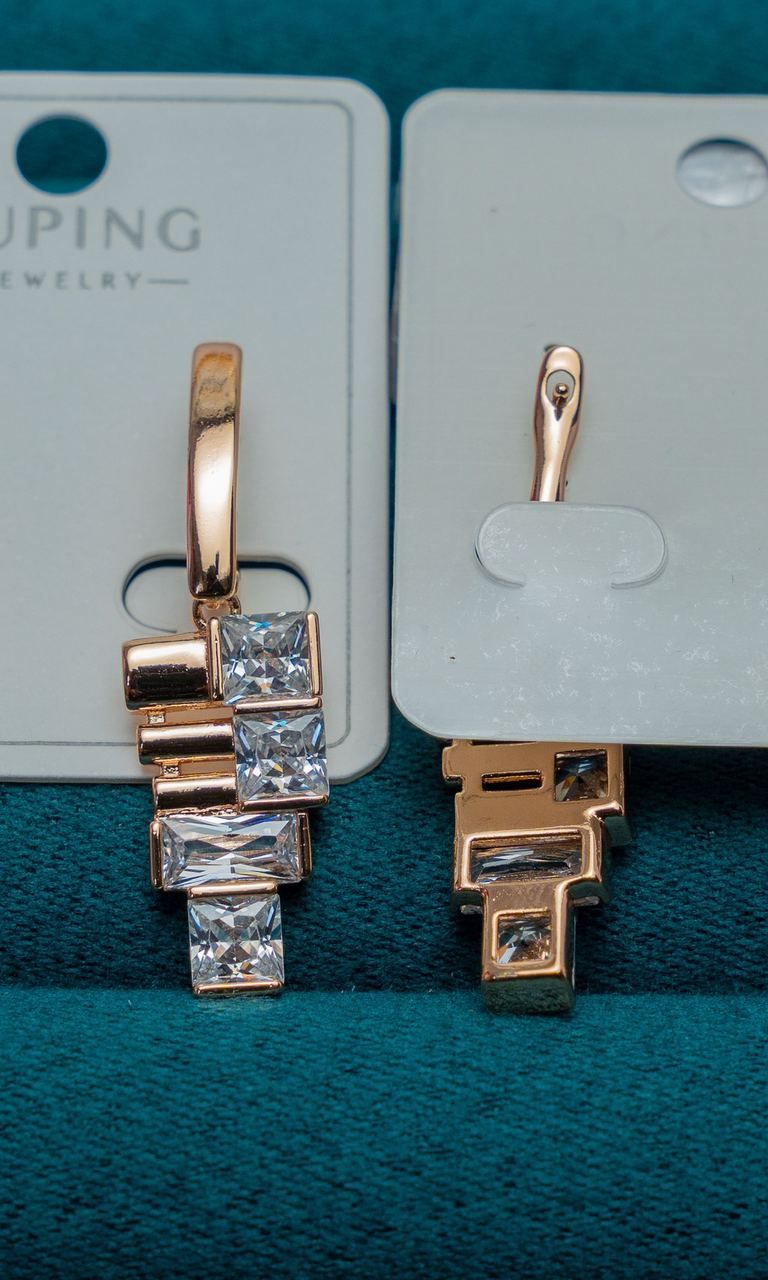 Rose Gold Square Crystal Drop Earrings