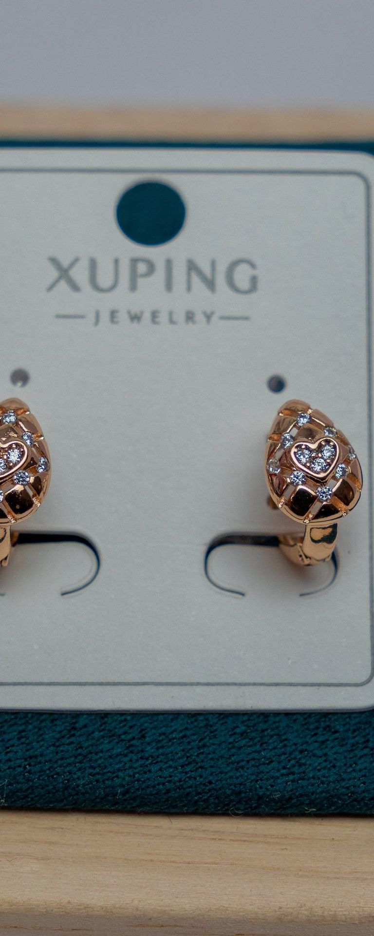Rose Gold Heart Teardrop Earrings