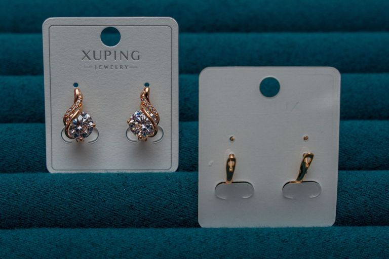 Rose Gold Teardrop Crystal Stud Earrings